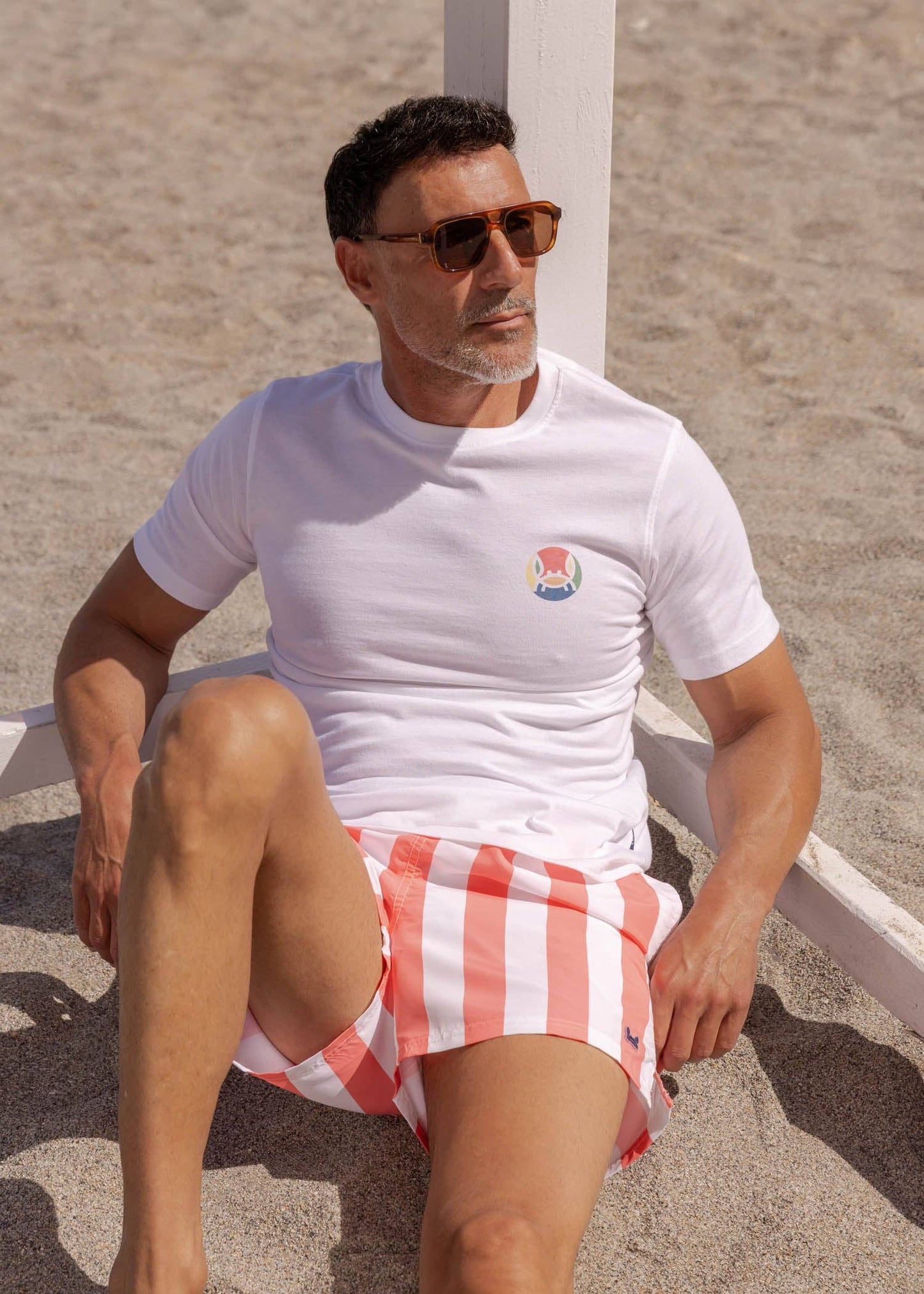 Wit T-shirt met meerkleurige cirkel | Formentera: S