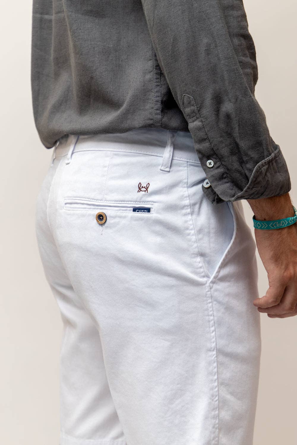 Witte elastische bermuda | Priego