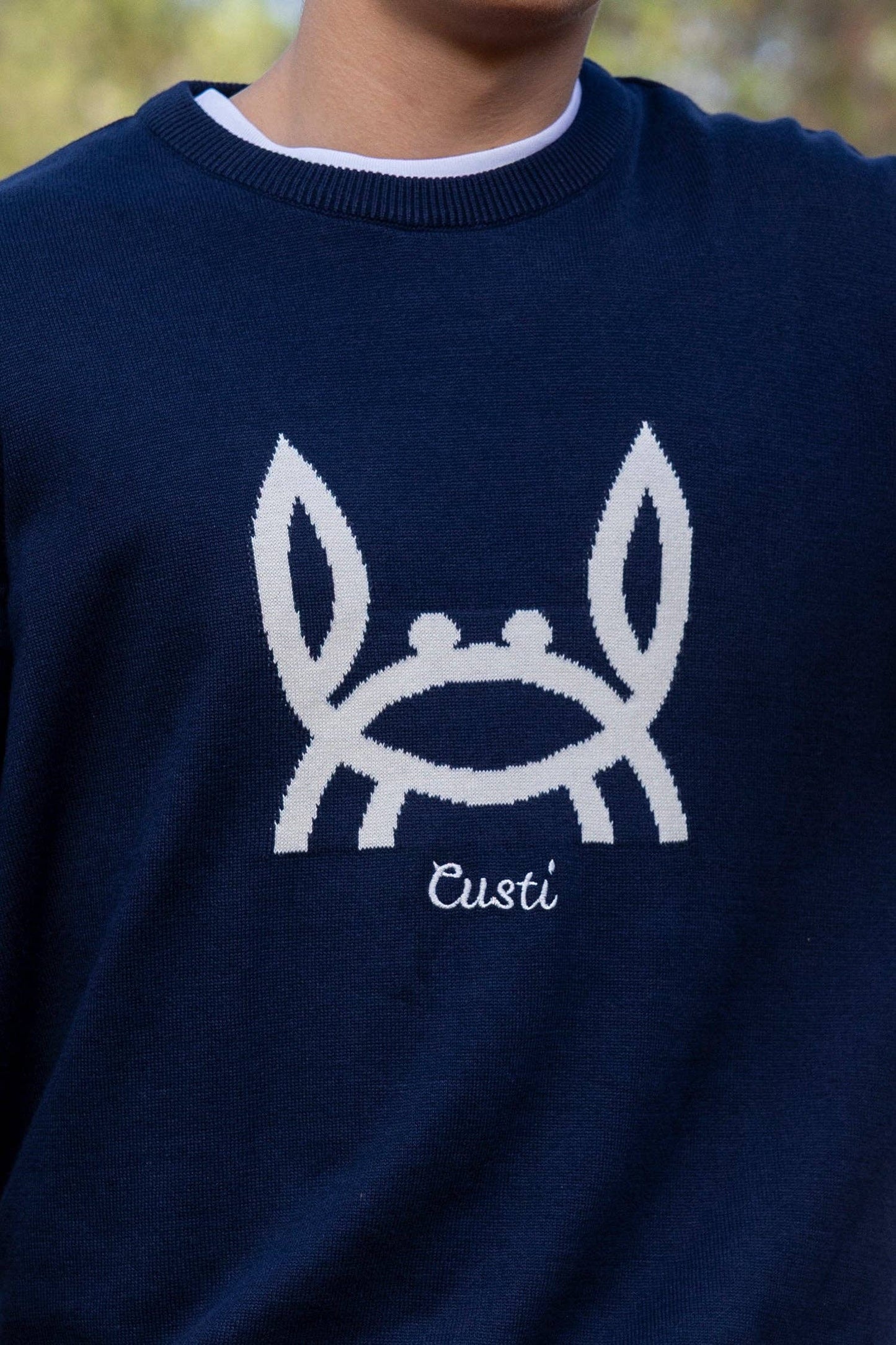 Intarsia Trui Kleine Krab Marineblauw: XXL