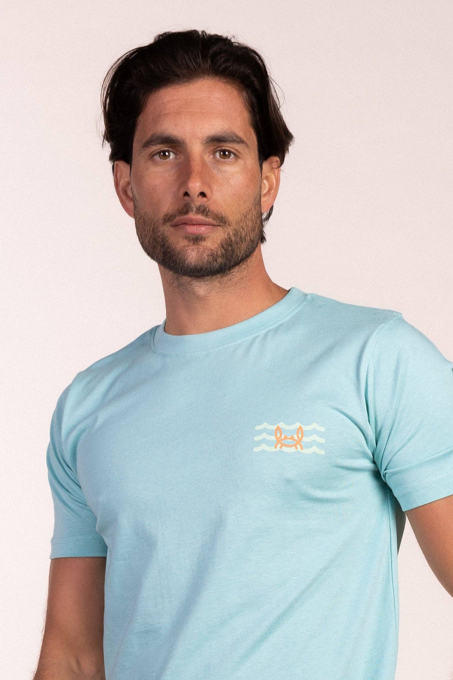 Bedrukte turkooisblauwe T-shirt | Ibiza: M