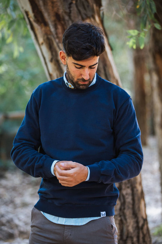 Perzikzachte Sweater | Marineblauw: Marine / L