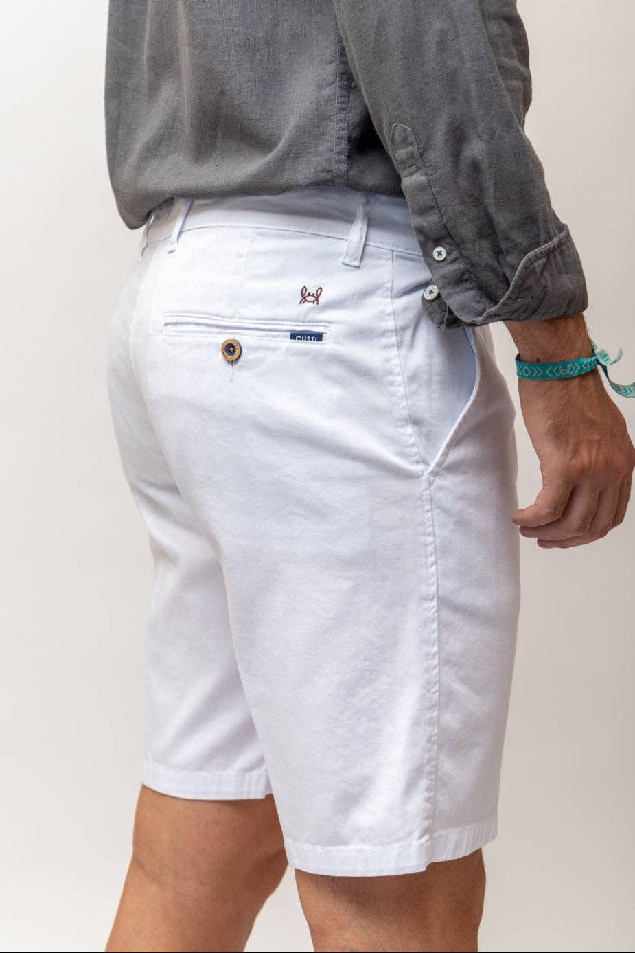 Witte elastische bermuda | Priego
