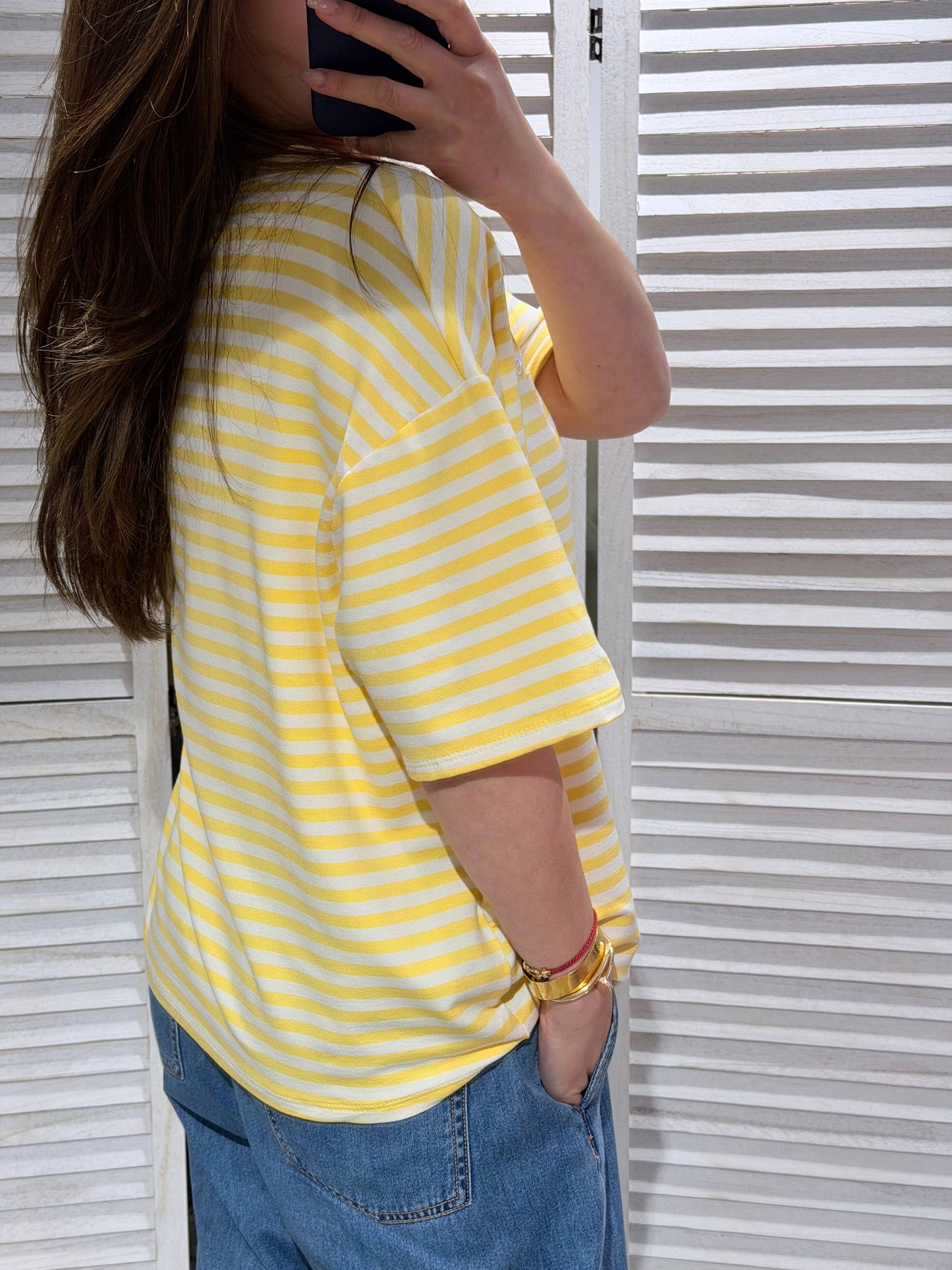 Gestreept T-shirt: Wit / JIJ