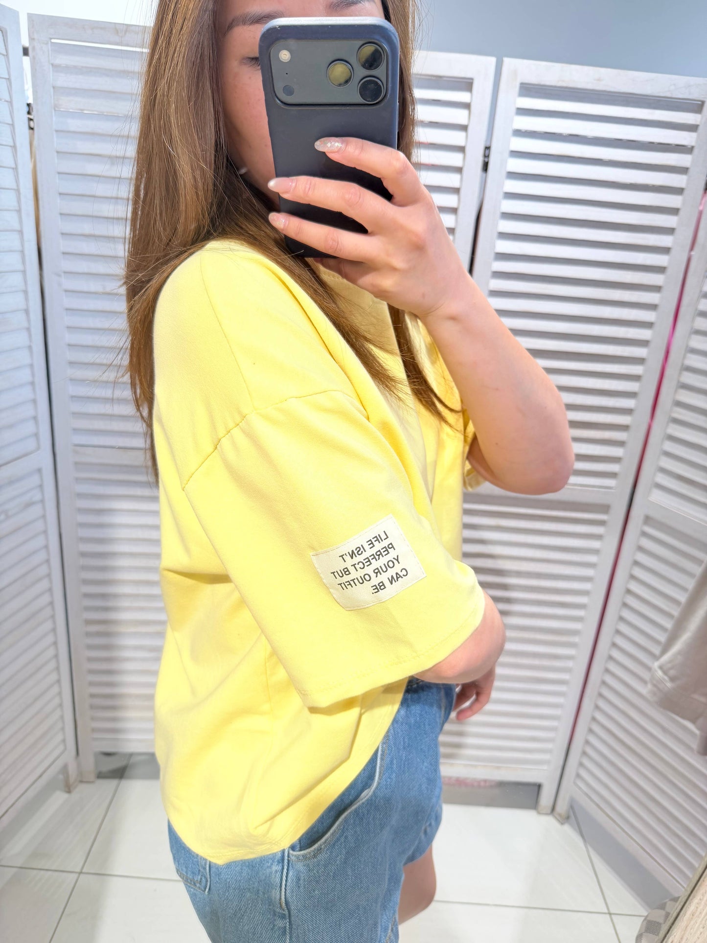 T-shirt met ronde hals en korte mouwen: Geel / JIJ
