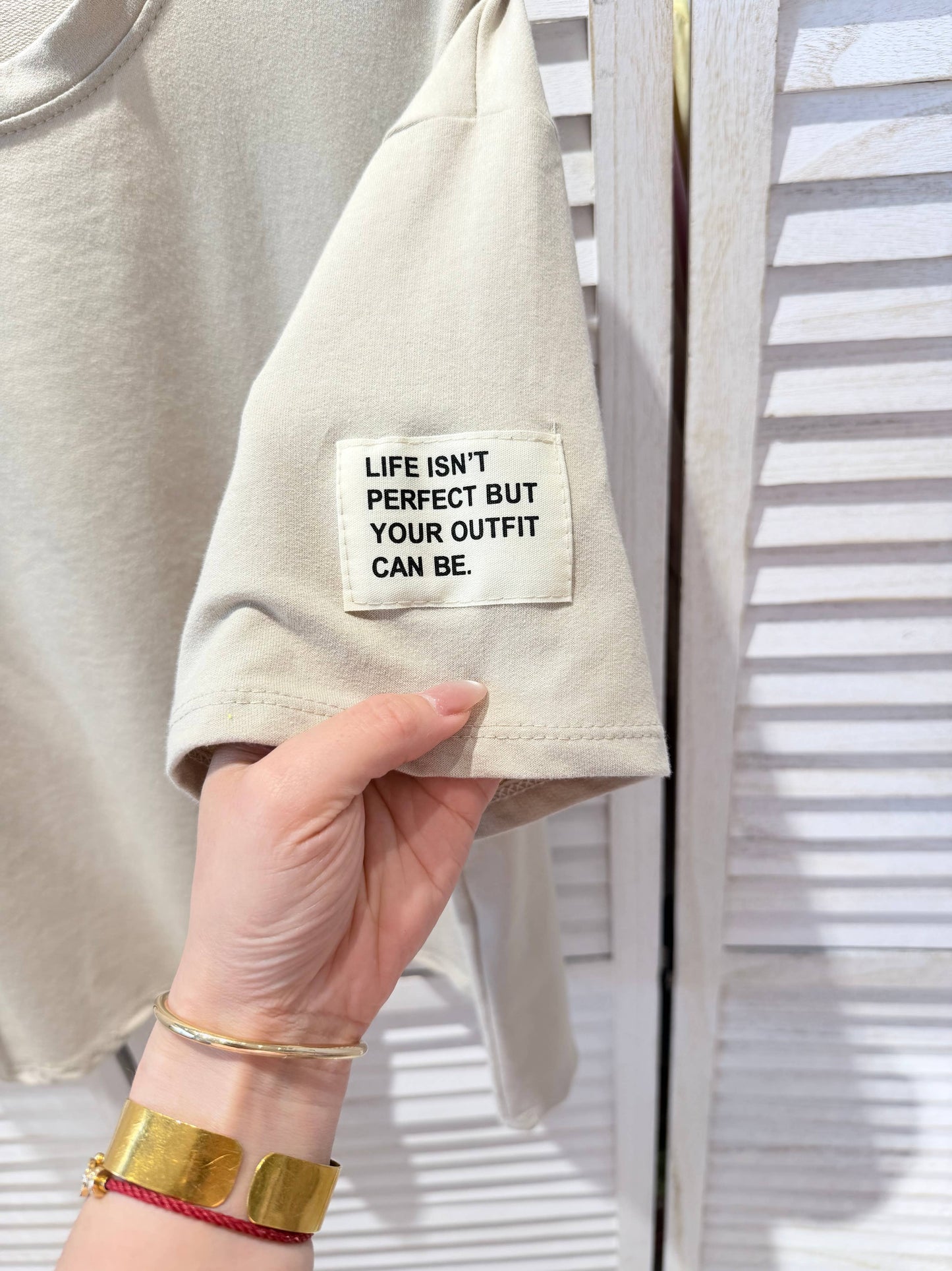 Basic T-shirt met ronde hals: Beige / JIJ