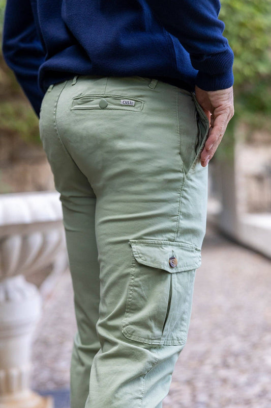 Elastische Taille Cargo Broek Kaki Groen: 46