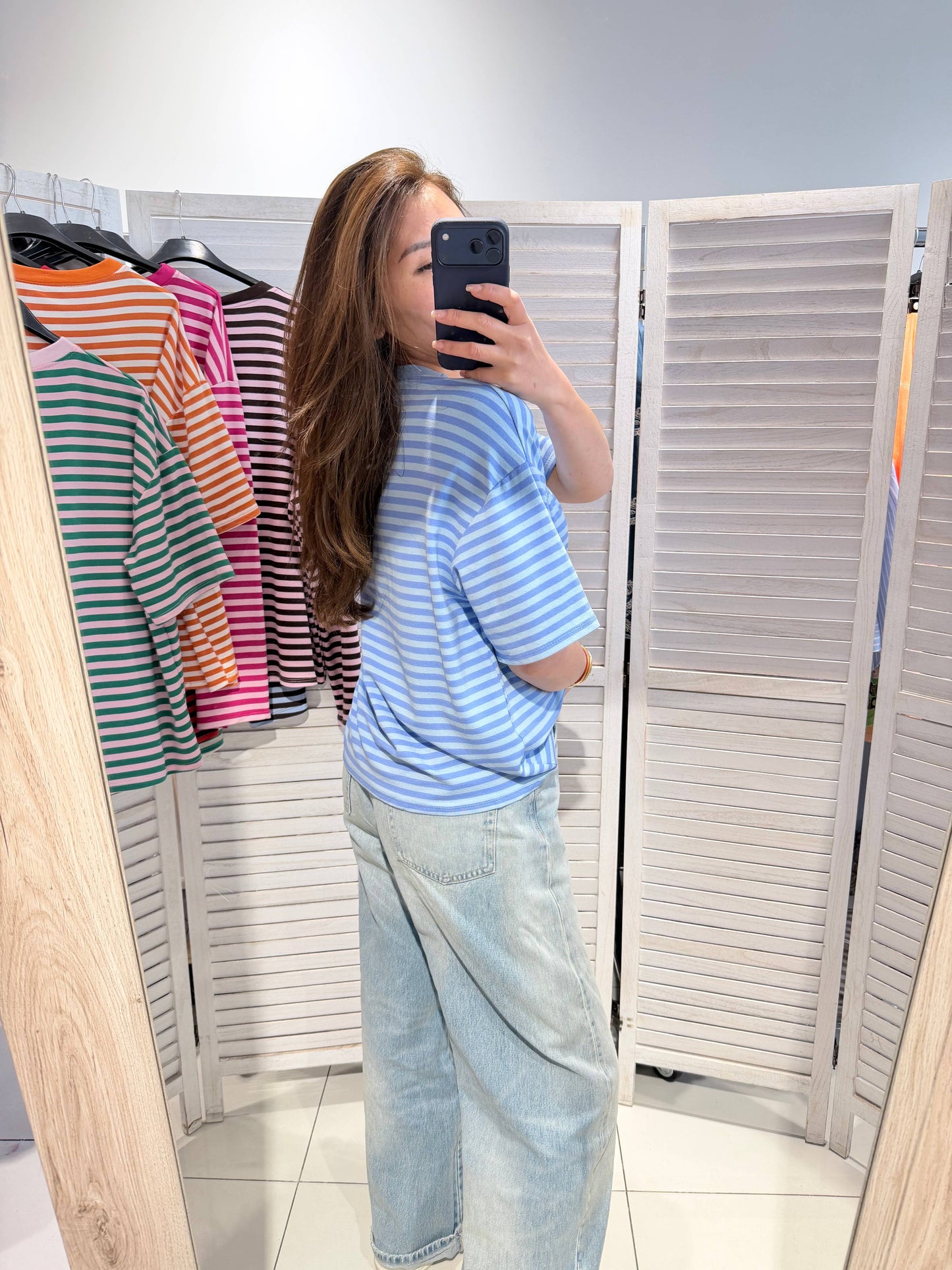 Gestreept T-shirt: Bleu / TU
