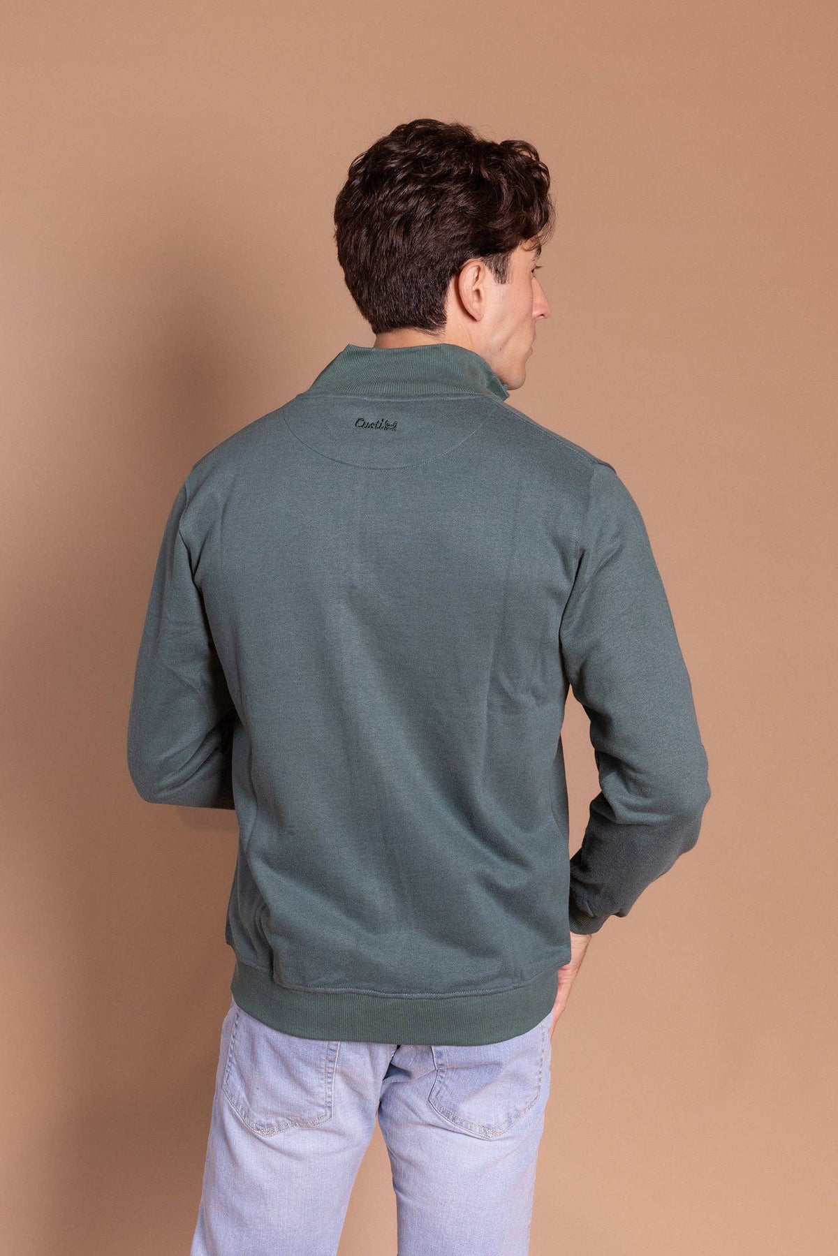 Sweatshirt met ritssluiting, perziktouch, flesgroen | Roma: M