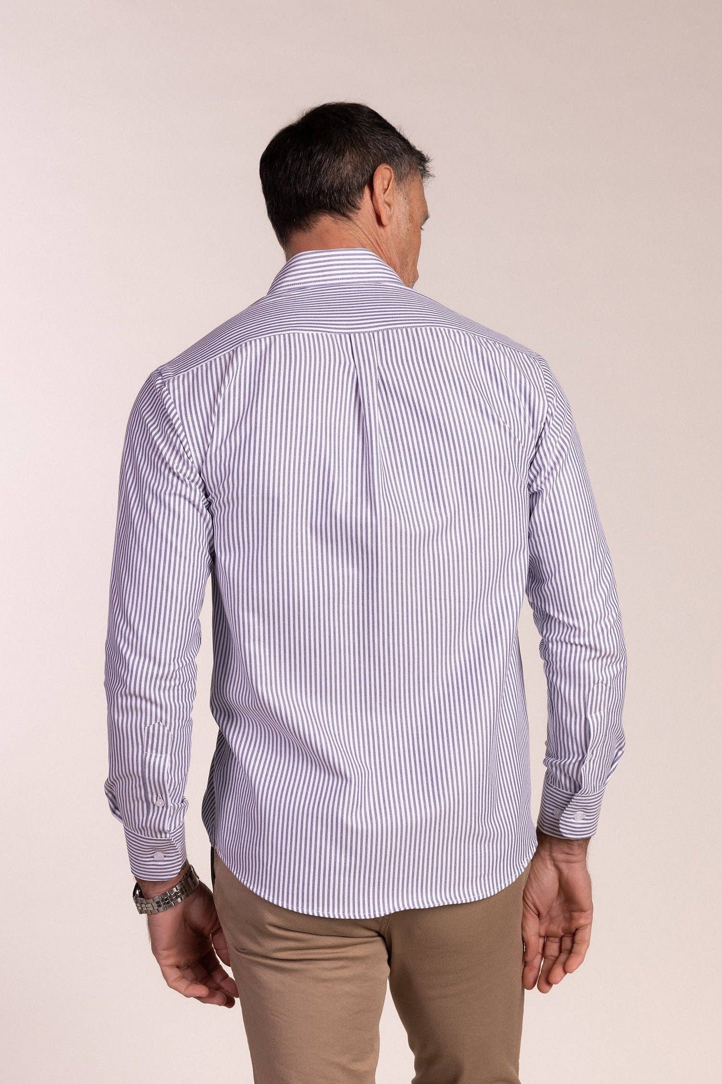 Gestreept Oxford-hemd marineblauw | Lucena: M (3)
