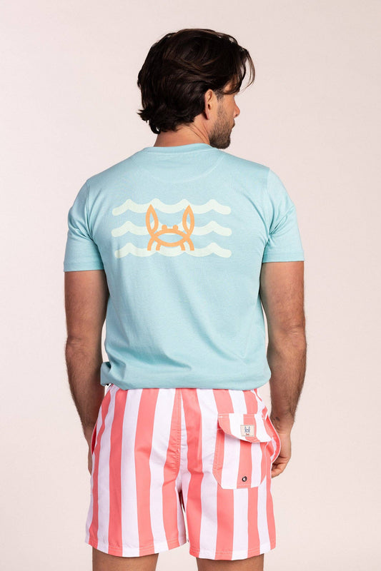 Bedrukte turkooisblauwe T-shirt | Ibiza: M