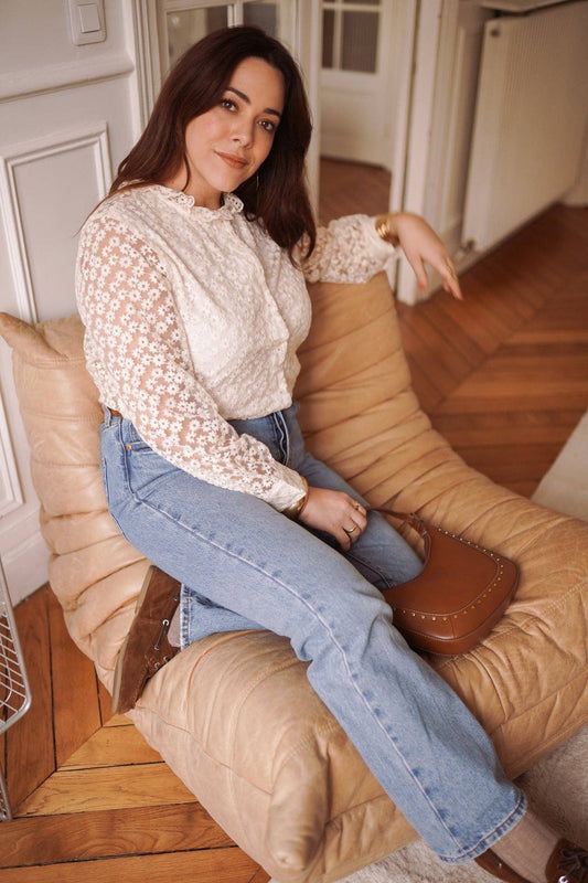 Syrine overhemd: Beige / Xl