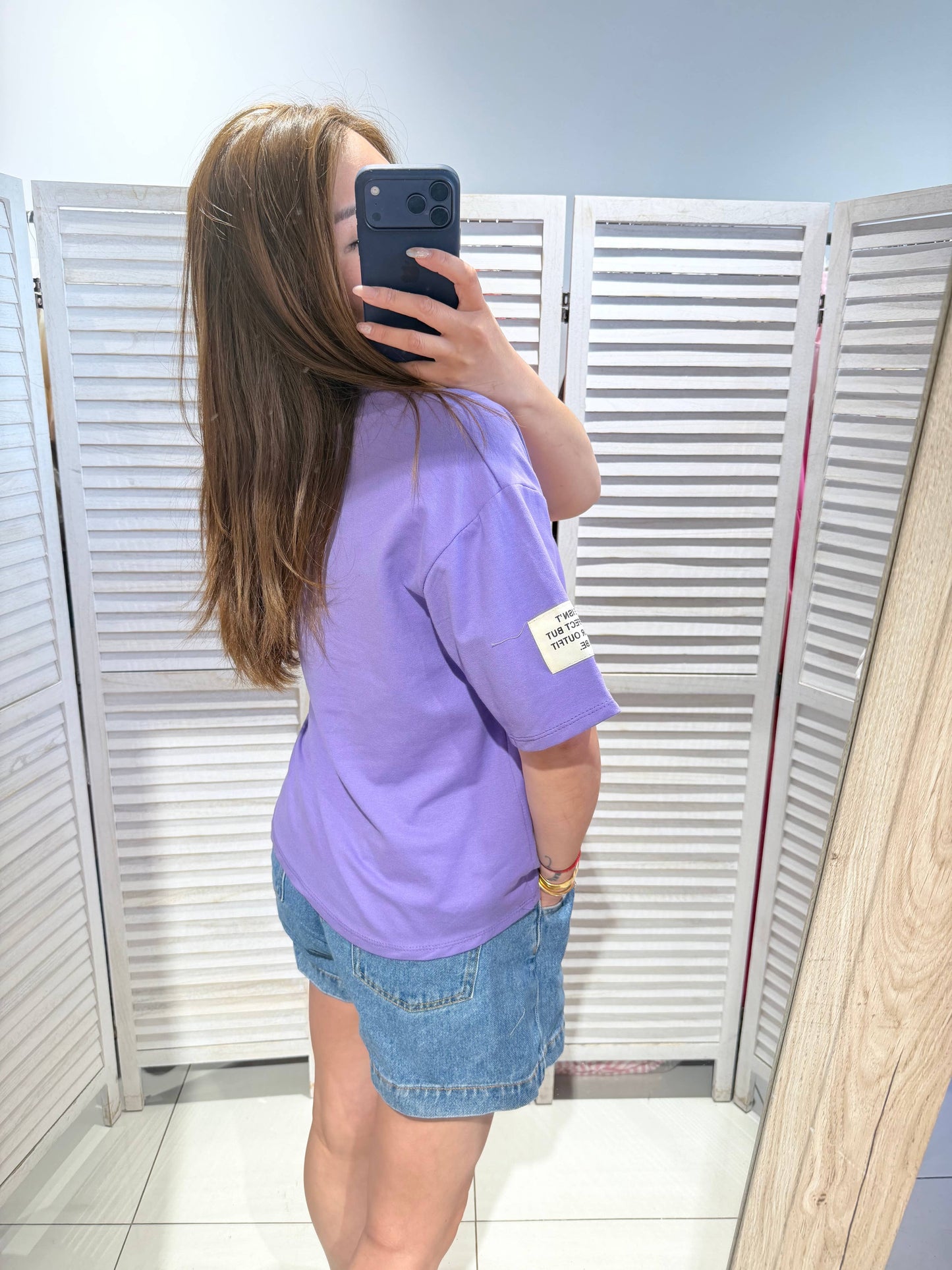 Basic T-shirt met ronde hals: Paars / JIJ
