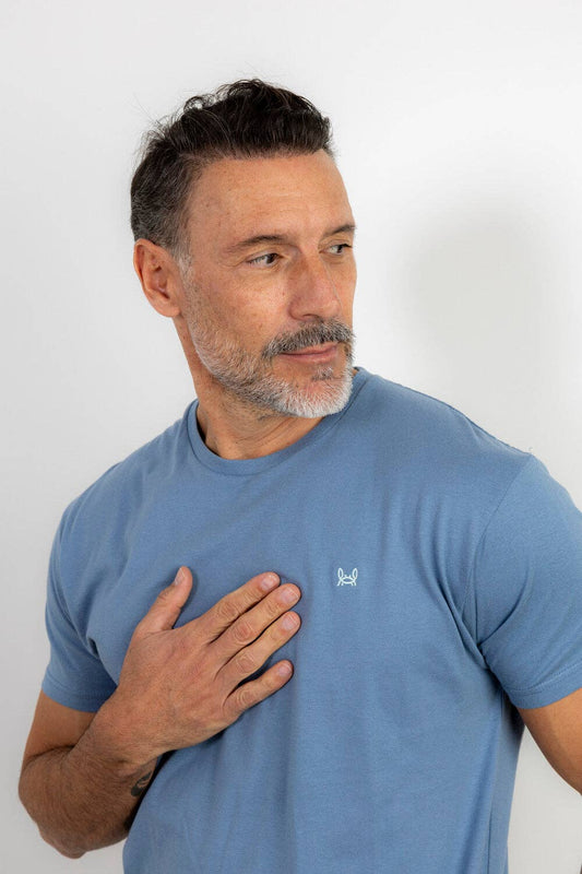 Zuurblauw Basis T-shirt: L