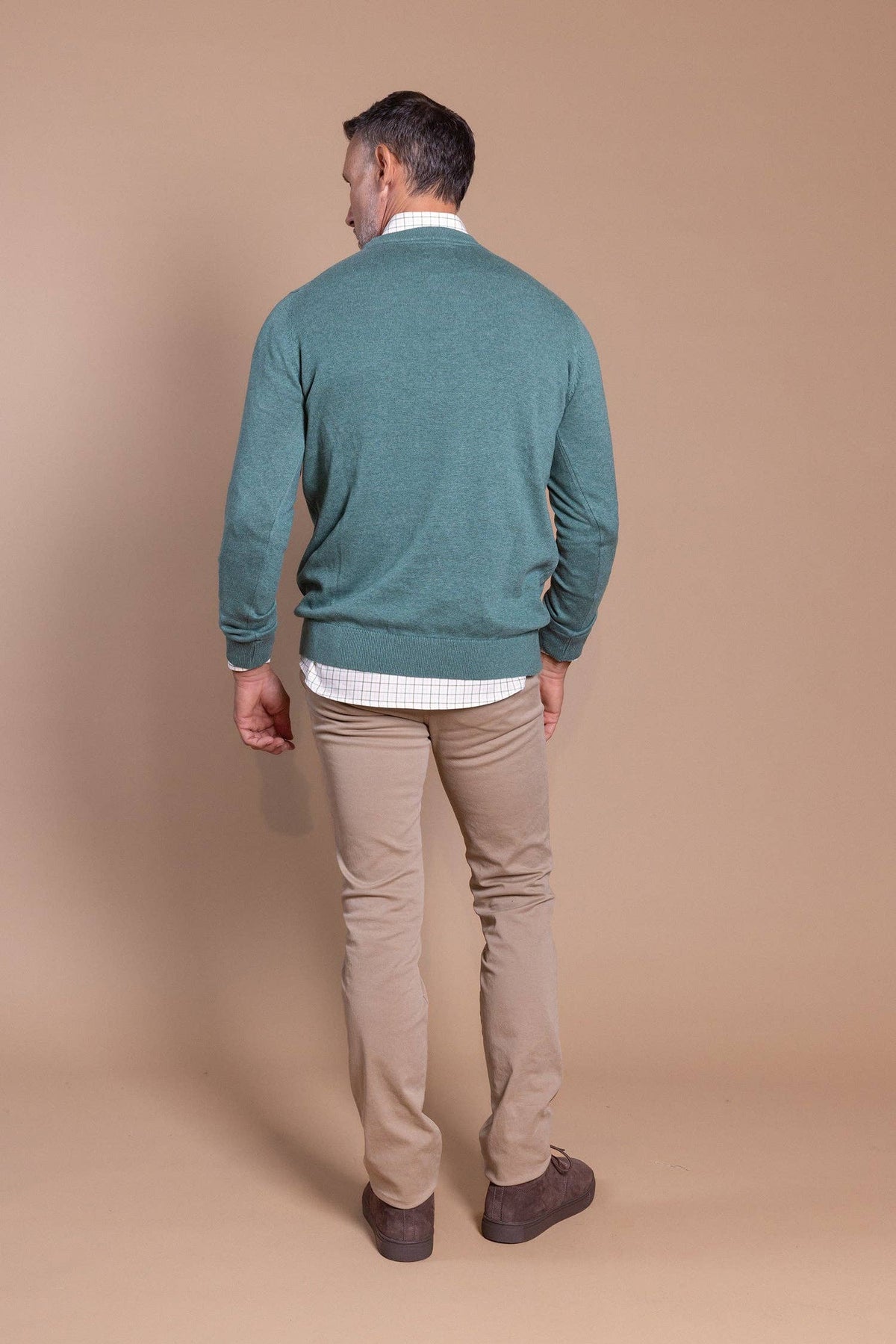 Basic trui met ronde hals - middengroen: M