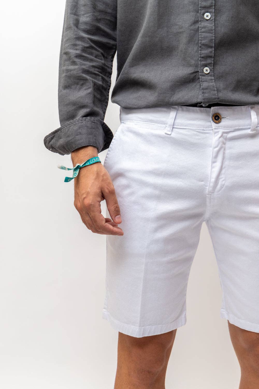 Witte elastische bermuda | Priego