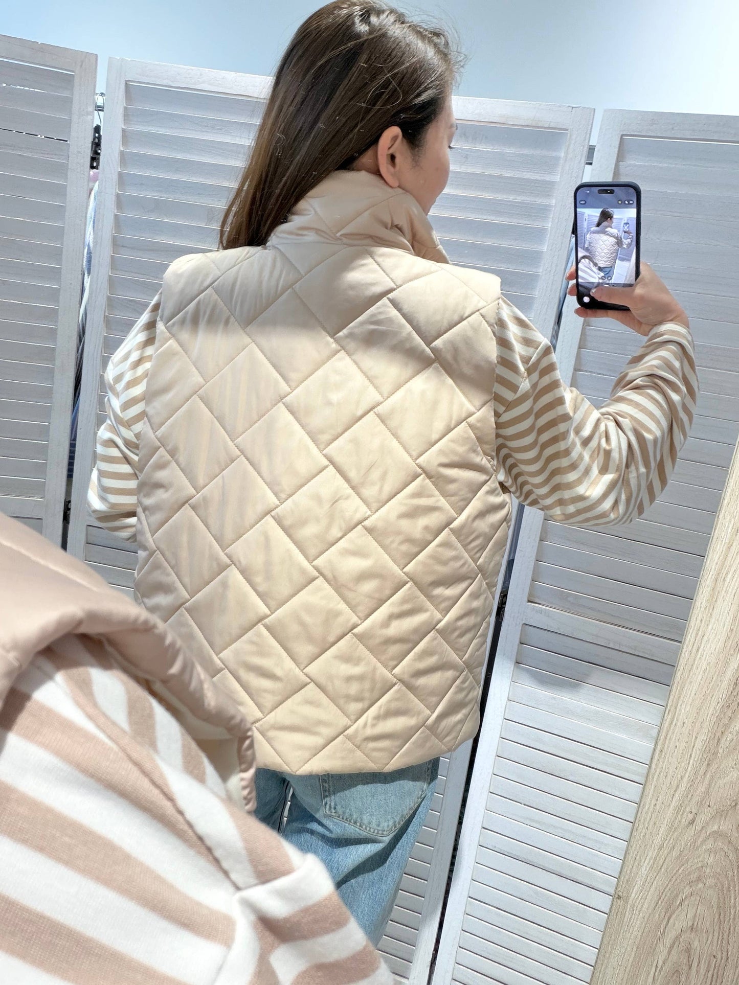 Gewatteerde jas met rits: Beige / JIJ
