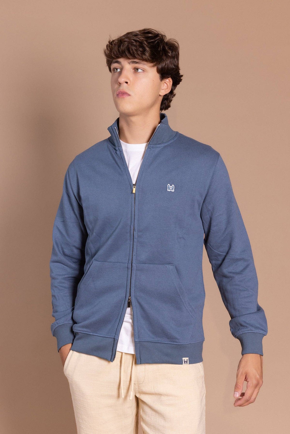 Sweatshirt met ritssluiting perzikzacht petrol | Roma: S