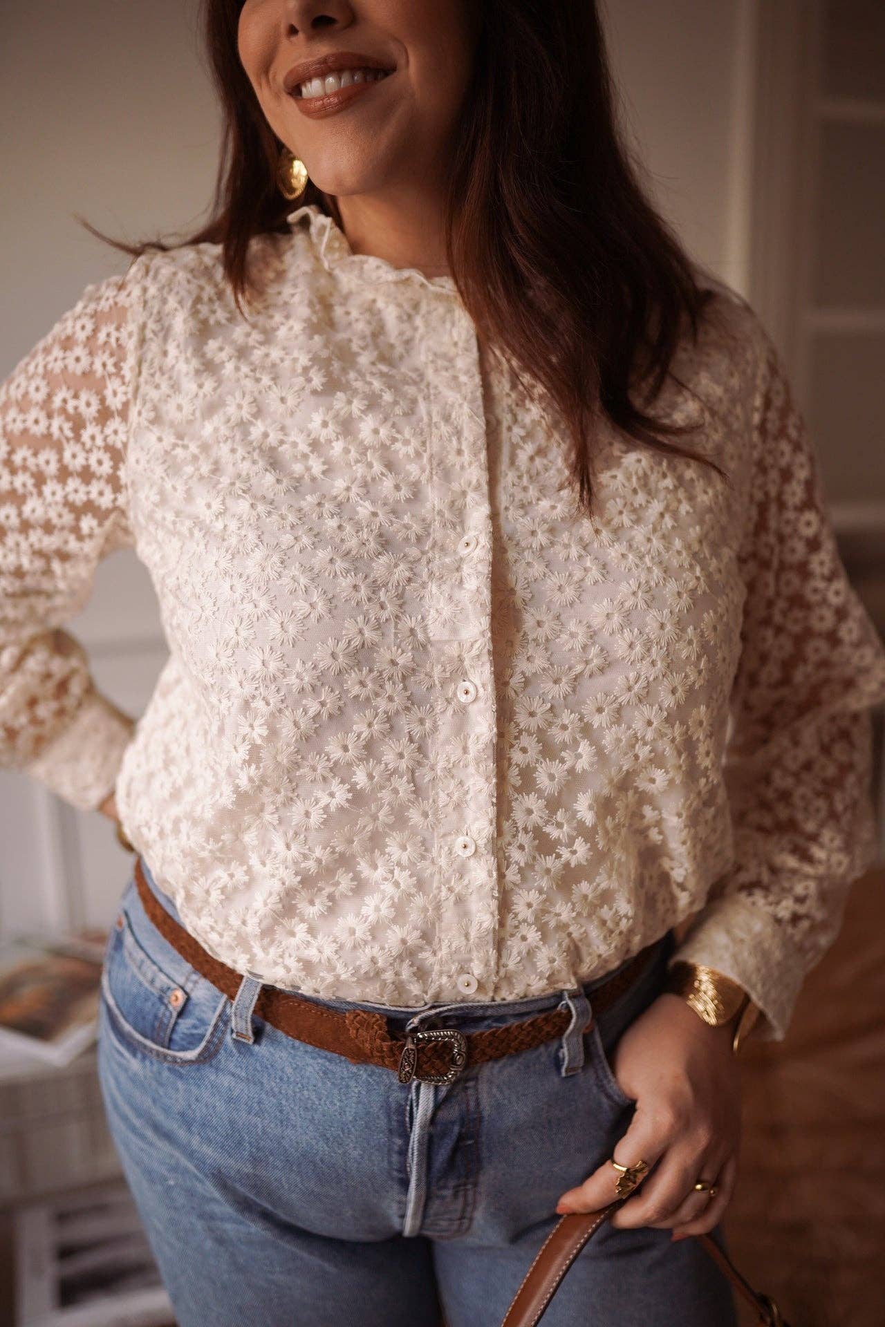 Syrine overhemd: Beige / Xxl