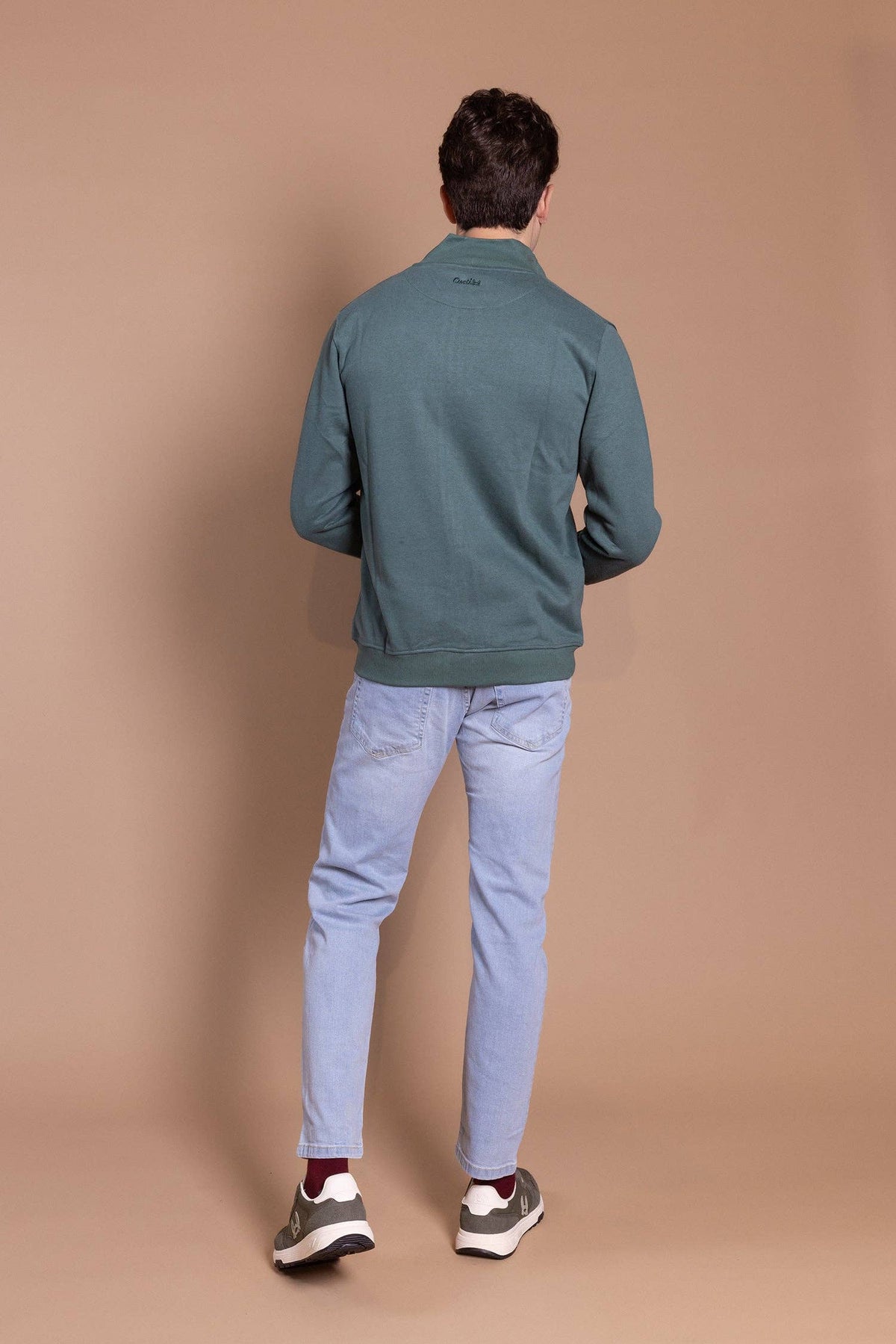 Sweatshirt met ritssluiting, perziktouch, flesgroen | Roma: L