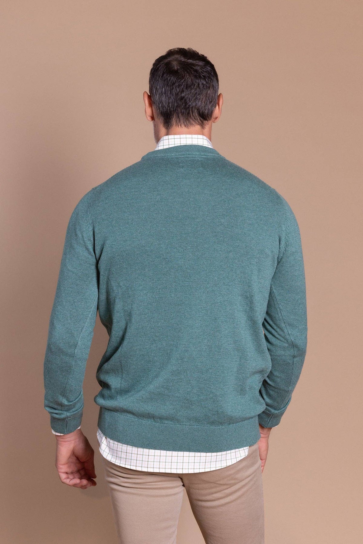 Basic trui met ronde hals - middengroen: XL