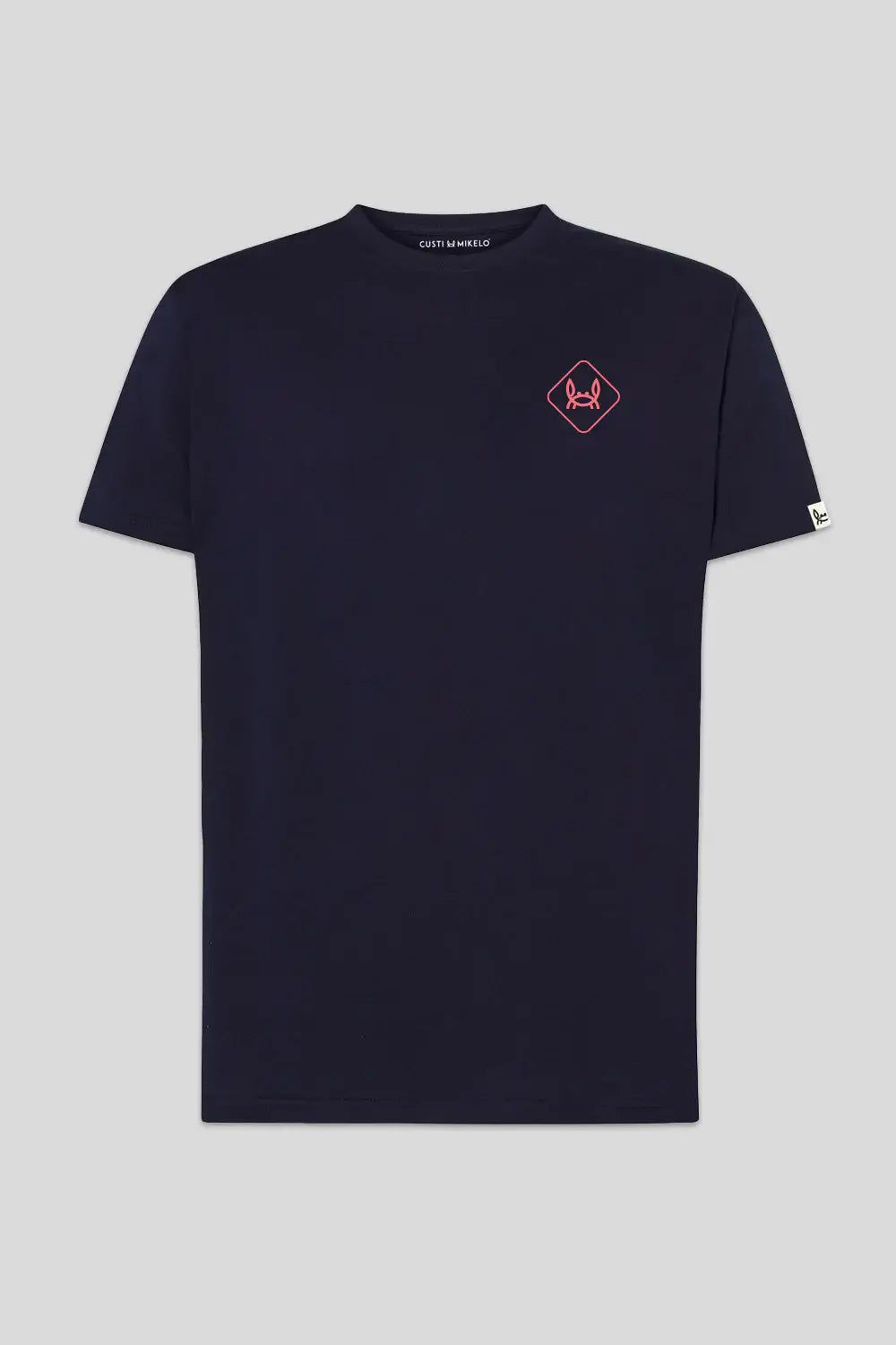 Marineblauw T-shirt met koraal diamant