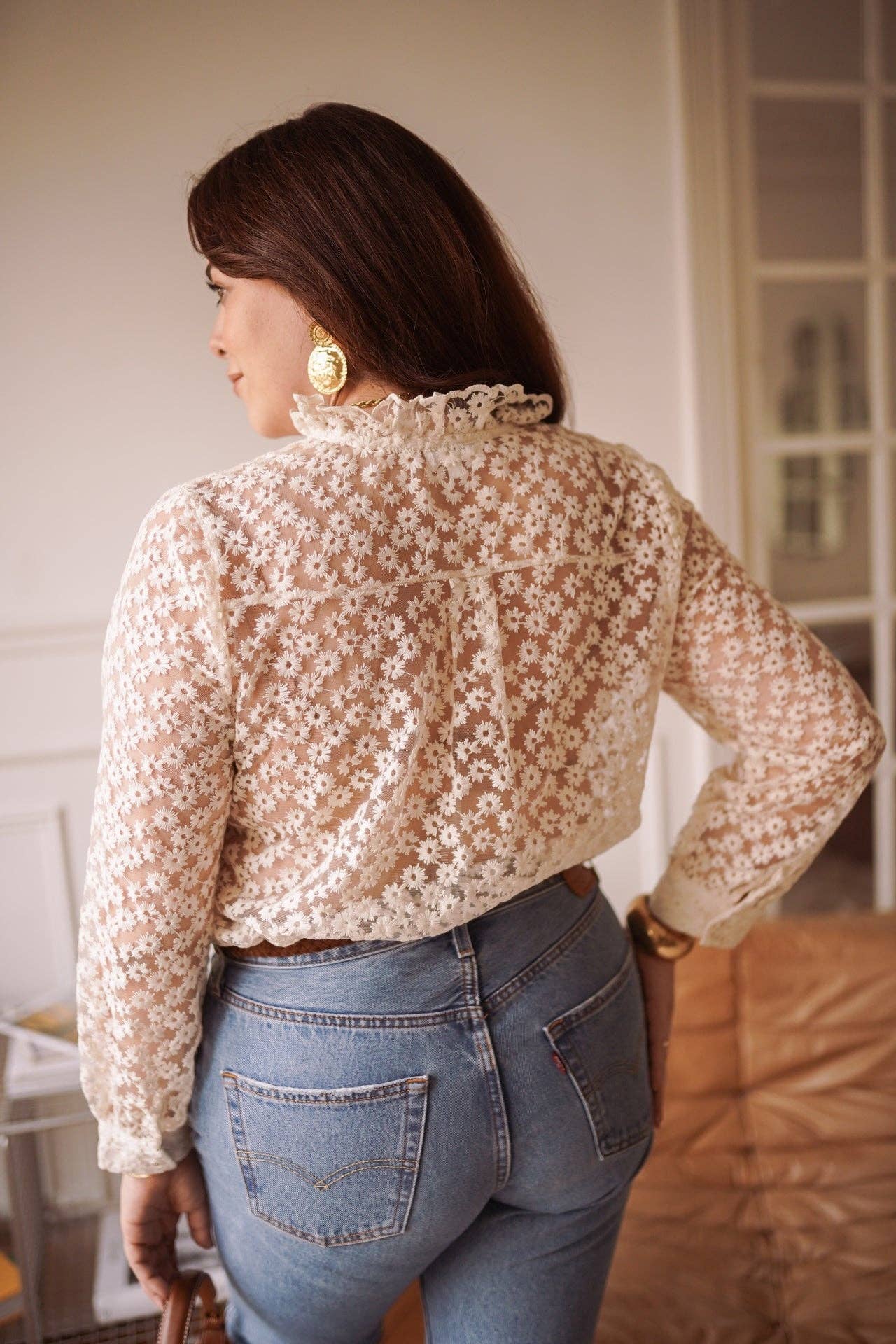 Syrine overhemd: Beige / Xl