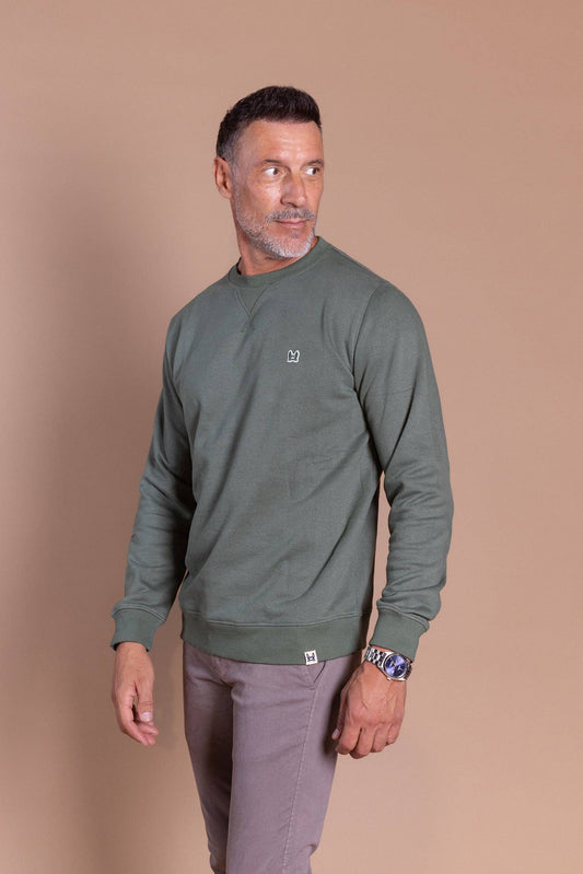Basis-sweater met perzikgevoel — bosgroen: S