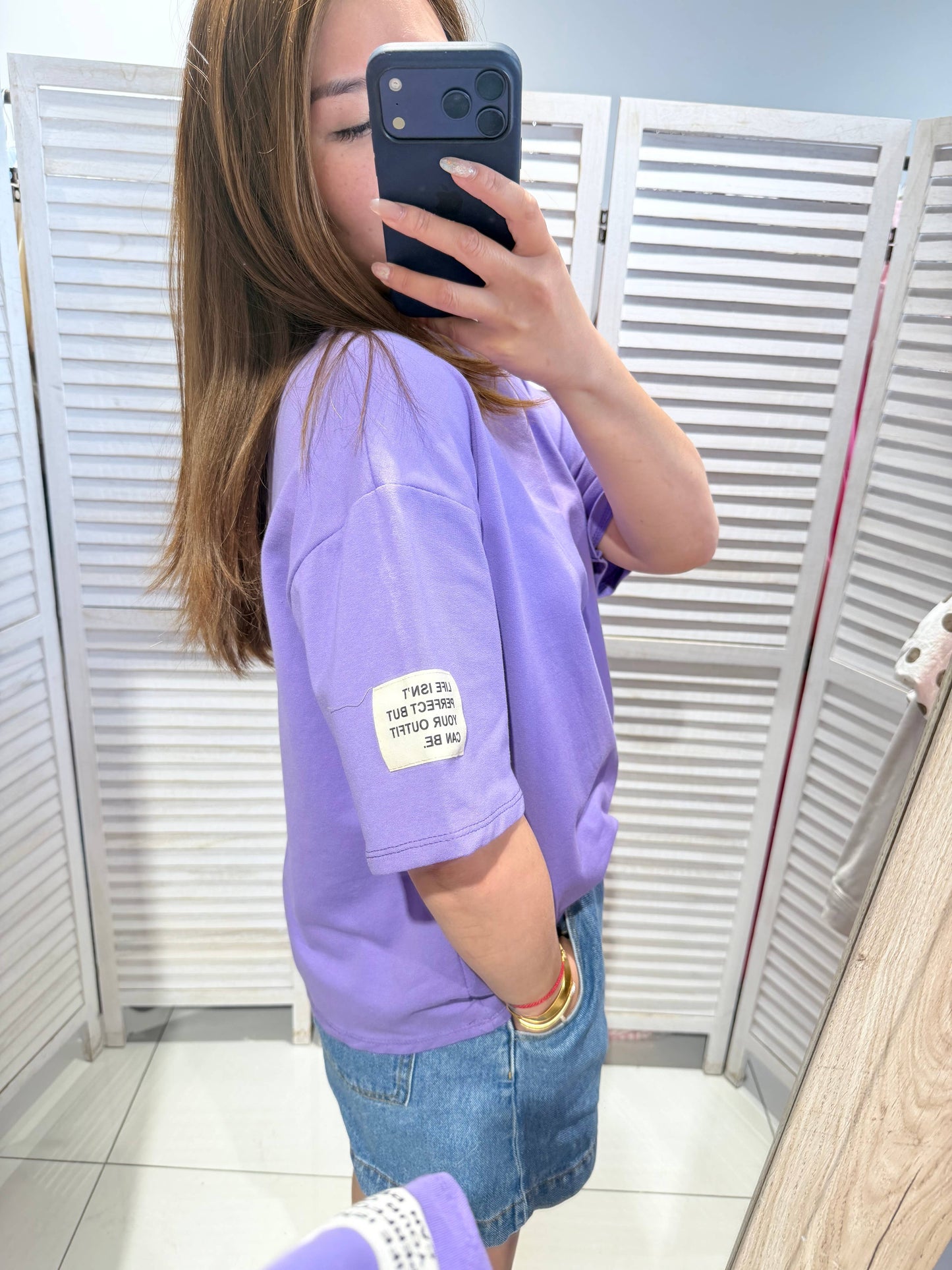 Basic T-shirt met ronde hals: Paars / JIJ