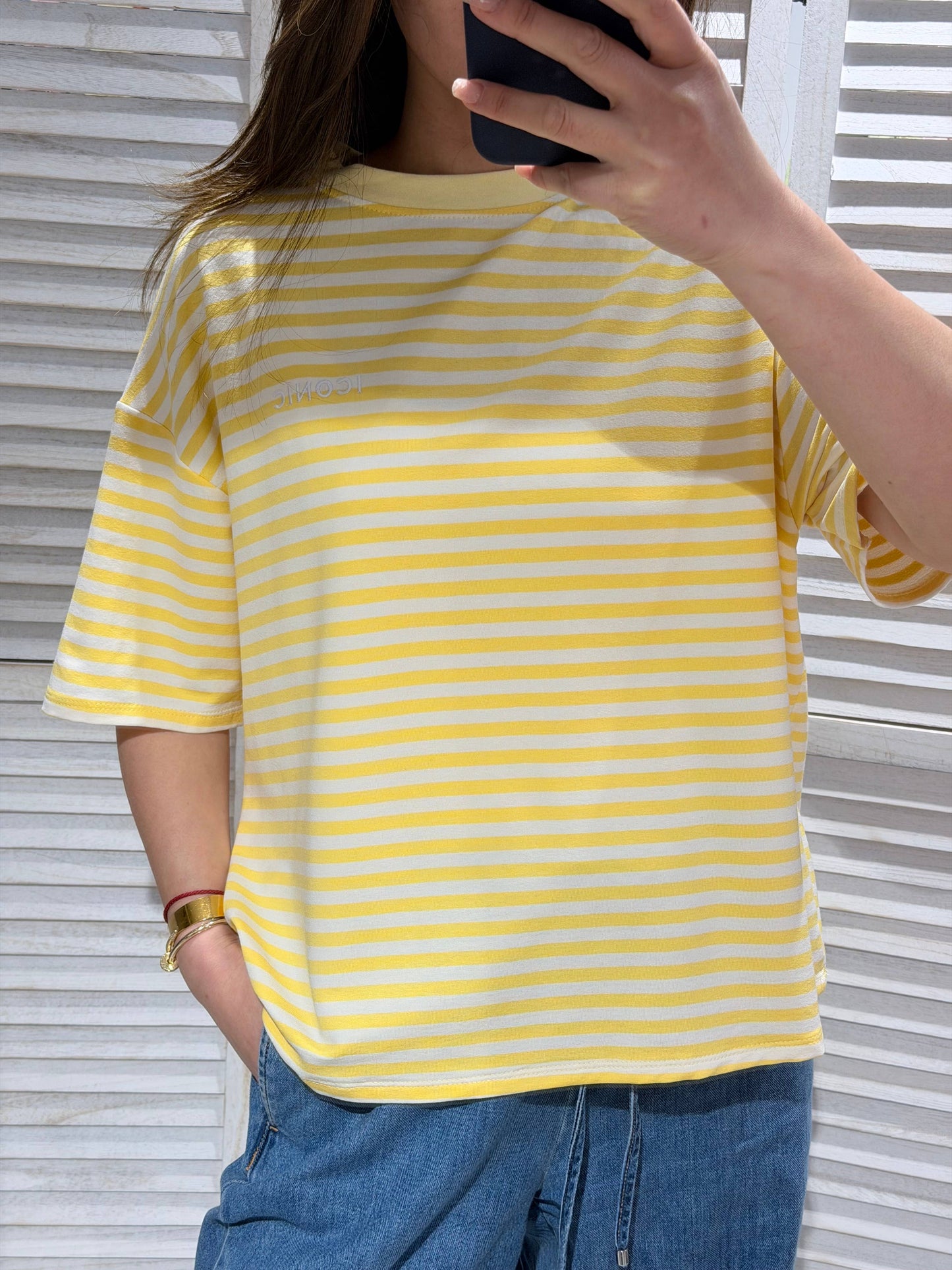 Gestreept T-shirt: Wit / JIJ