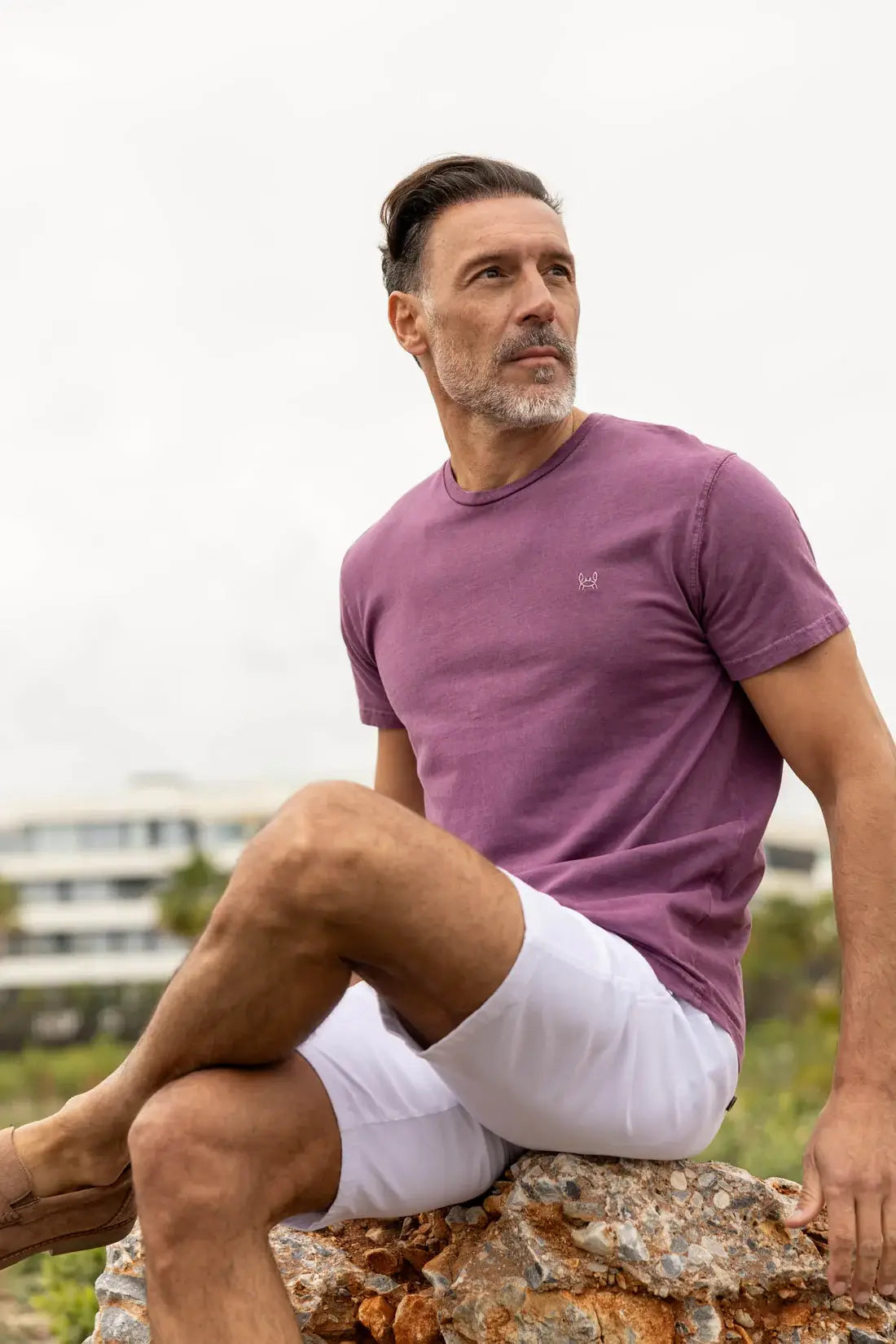 T-shirt basic wijnkleur