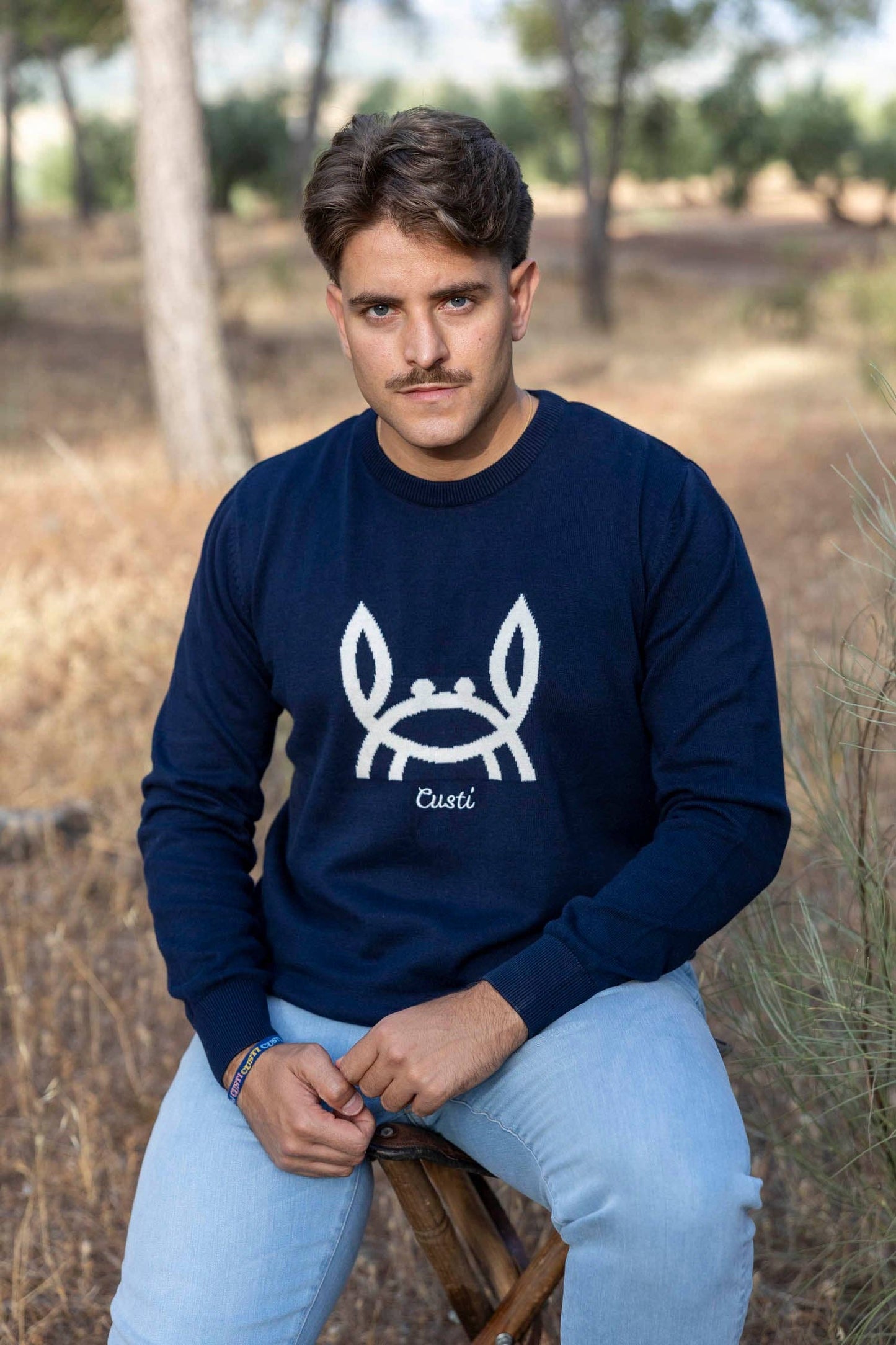 Intarsia Trui Kleine Krab Marineblauw: S