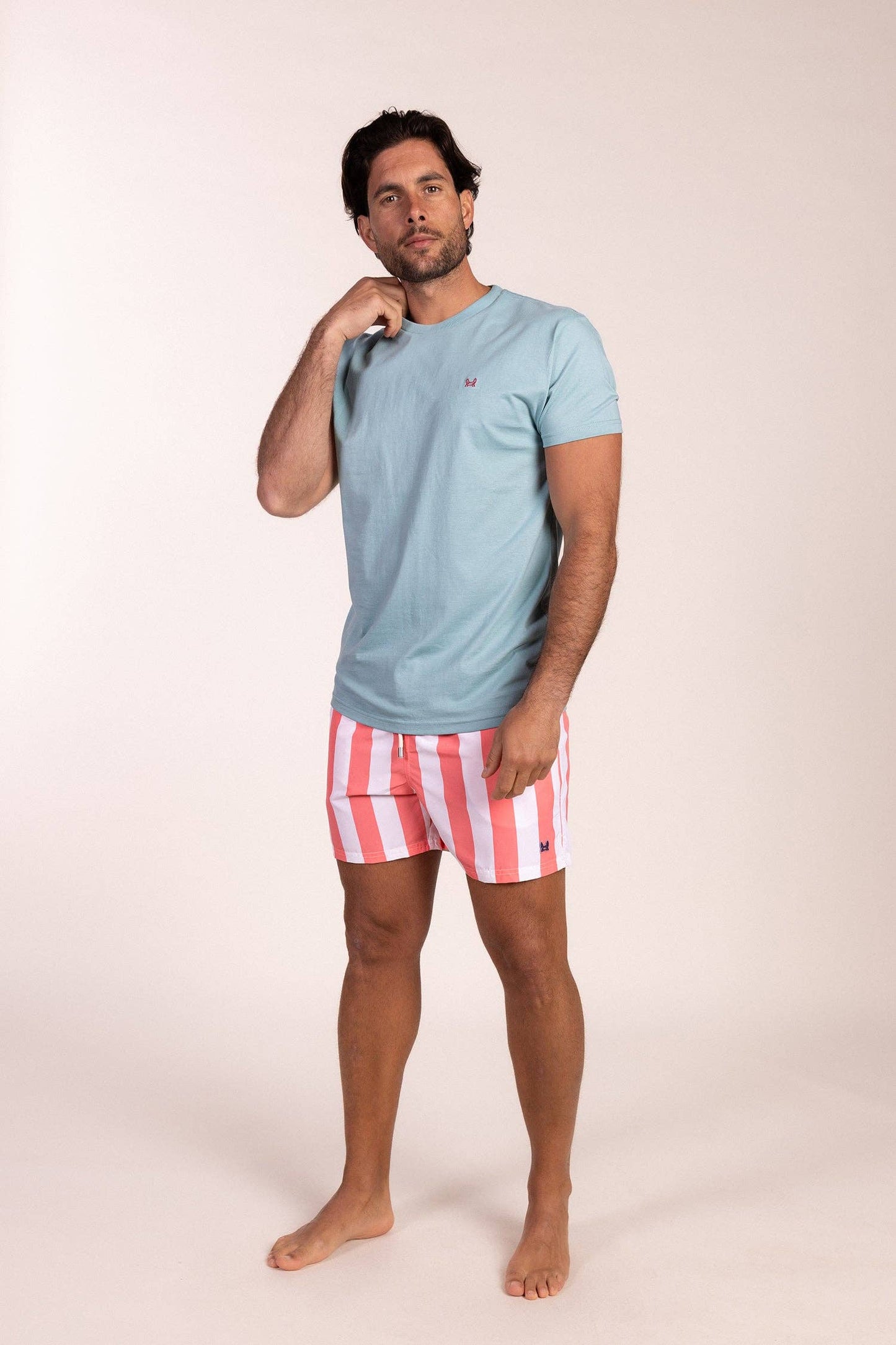 Basis T-shirt met Korte Mouwen Aqua Blauw: M