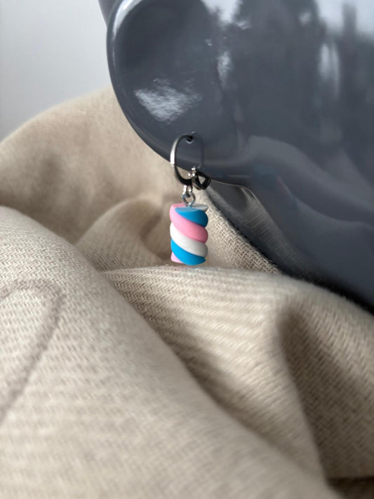 Oorbel Snoepje twister blauw